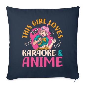Cette fille adore le karaoké | Amateurs d’anime | - Housse de coussin décorative 45 x 45 cm - bleu marine - Devant