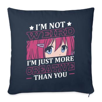 Not strange, I'm just more creative | - Sofa pillowcase 17,3'' x 17,3'' (45 x 45 cm) - navy - Front