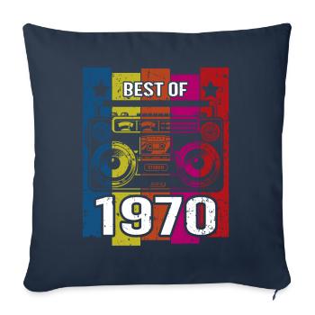Meilleur de 1970 Lecteur de cassette radio stéréo - Housse de coussin décorative 45 x 45 cm - bleu marine - Devant