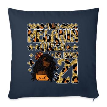 This melanin queen is now 21 black - Sofa pillowcase 17,3'' x 17,3'' (45 x 45 cm) - navy - Front