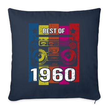 Meilleur de 1960 Lecteur de cassette radio stéréo - Housse de coussin décorative 45 x 45 cm - bleu marine - Devant