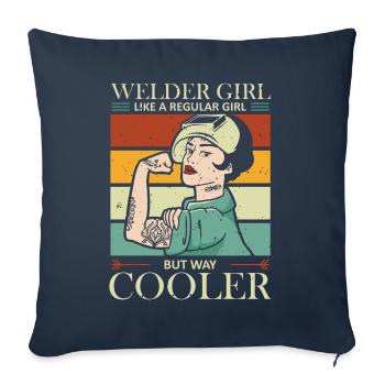 Fille soudeuse Cool | Cadeaux de soudage | - Housse de coussin décorative 45 x 45 cm - bleu marine - Devant