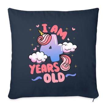 I am 4 years old | Unicorn theme | 4. - Sofa pillowcase 17,3'' x 17,3'' (45 x 45 cm) - navy - Front