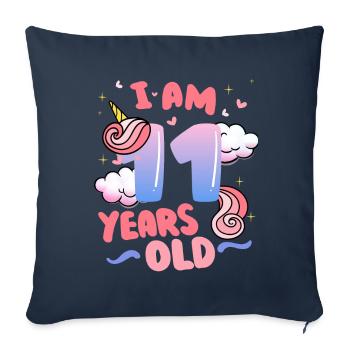 I am 11 years old | Unicorn theme | 11. - Sofa pillowcase 17,3'' x 17,3'' (45 x 45 cm) - navy - Front