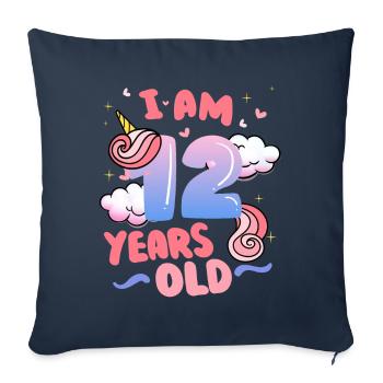 I am 12 years old | Unicorn theme | 12. - Sofa pillowcase 17,3'' x 17,3'' (45 x 45 cm) - navy - Front