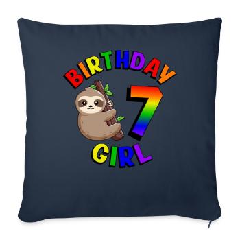 Geburtstag 7 Mädchen Niedliches Baby Faultier - Sofakissenbezug 45 x 45 cm - Navy - Vorne