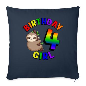 Geburtstag 4 Mädchen Niedliches Baby Faultier - Sofakissenbezug 45 x 45 cm - Navy - Vorne