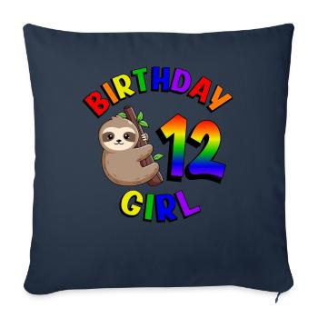 Geburtstag 12 Mädchen Niedliches Baby Faultier - Sofakissenbezug 45 x 45 cm - Navy - Vorne