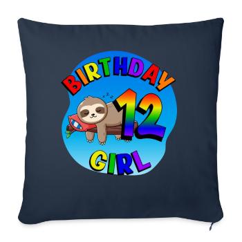 Geburtstag 12 Mädchen Süßes Baby Faultier - Sofakissenbezug 45 x 45 cm - Navy - Vorne