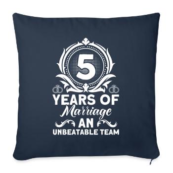 5. Anniversaire de mariage Couple Design 5 ans de mariage - Housse de coussin décorative 45 x 45 cm - bleu marine - Devant