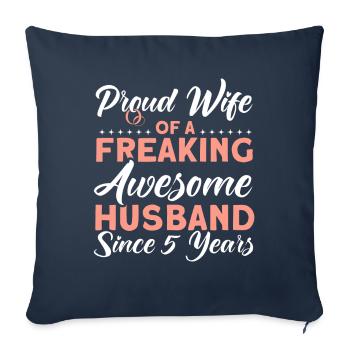 5. Anniversaire de mariage Couple Design 5 ans de mariage - Housse de coussin décorative 45 x 45 cm - bleu marine - Devant