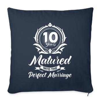 10ème anniversaire de mariage Couple Design 10 ans de mariage - Housse de coussin décorative 45 x 45 cm - bleu marine - Devant