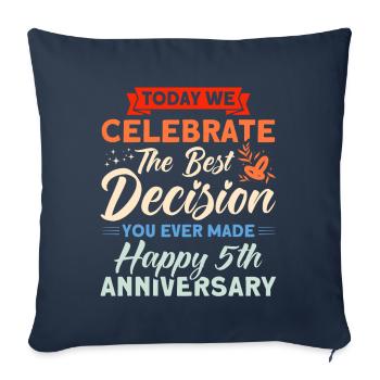 5. Anniversaire de mariage Couple Design 5 ans de mariage - Housse de coussin décorative 45 x 45 cm - bleu marine - Devant
