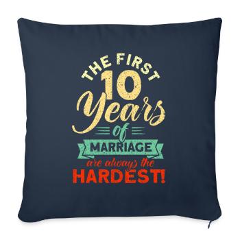 10ème anniversaire de mariage Couple Design 10 ans de mariage - Housse de coussin décorative 45 x 45 cm - bleu marine - Devant