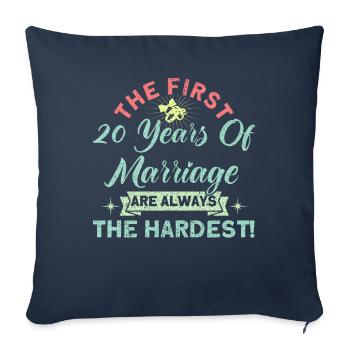 20e anniversaire de mariage Couple Design 20 ans de mariage - Housse de coussin décorative 45 x 45 cm - bleu marine - Devant