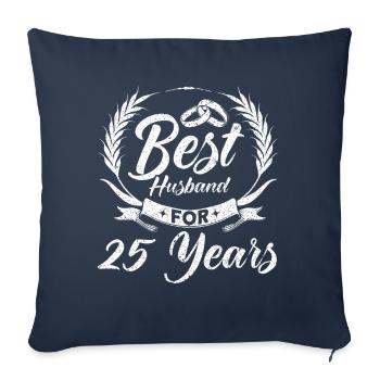 25e anniversaire de mariage Couple Design 25 ans de mariage - Housse de coussin décorative 45 x 45 cm - bleu marine - Devant