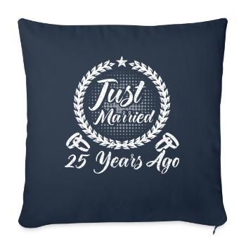 25e anniversaire de mariage Couple Design 25 ans de mariage - Housse de coussin décorative 45 x 45 cm - bleu marine - Devant