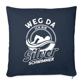 Silber Schwimmer Prüfung Silber Schwimmabzeichen - Sofakissenbezug 45 x 45 cm - Navy - Vorne