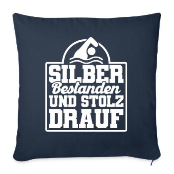 Silber Schwimmer Prüfung Silber Schwimmabzeichen - Sofakissenbezug 45 x 45 cm - Navy - Vorne