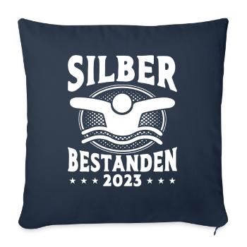 Silber Schwimmer Prüfung Silber Schwimmabzeichen - Sofakissenbezug 45 x 45 cm - Navy - Vorne