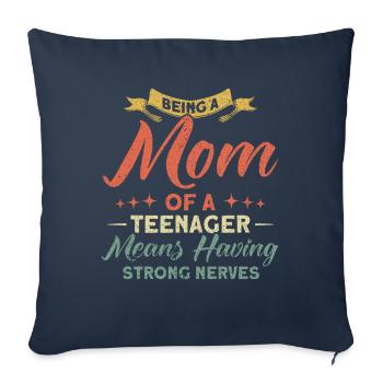 Mère d’une famille d’adolescents aux nerfs forts - Housse de coussin décorative 45 x 45 cm - bleu marine - Devant