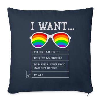 I Want To Break Free Ride My Bicycle - Sofakissenbezug 45 x 45 cm - Navy - Vorne
