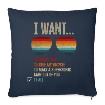 I Want To Break Free Ride My Bicycle - Sofakissenbezug 45 x 45 cm - Navy - Vorne