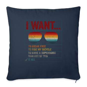 Je veux me libérer pour faire du vélo - Housse de coussin décorative 45 x 45 cm - bleu marine - Devant
