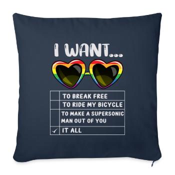 I Want To Break Free Ride My Bicycle - Sofakissenbezug 45 x 45 cm - Navy - Vorne