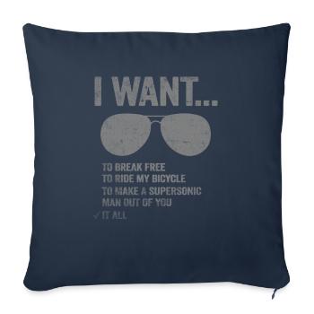 I Want To Break Free Ride My Bicycle - Sofakissenbezug 45 x 45 cm - Navy - Vorne