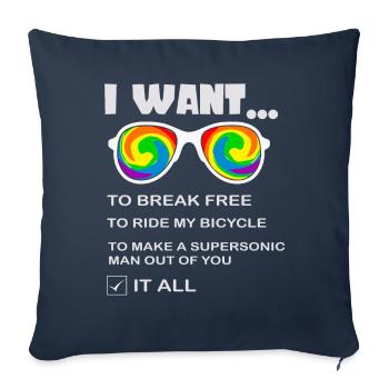 I Want To Break Free Ride My Bicycle - Sofakissenbezug 45 x 45 cm - Navy - Vorne