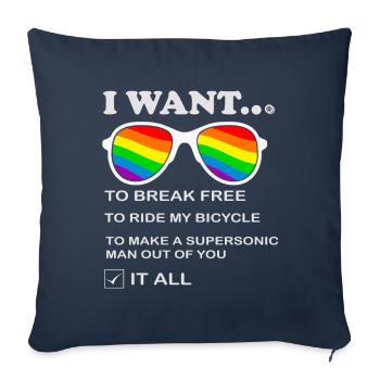I Want To Break Free Ride My Bicycle - Sofa pillowcase 17,3'' x 17,3'' (45 x 45 cm) - navy - Front