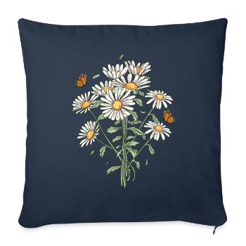 Marguerites Daisy Summer Daisies Jardin de fleurs - Housse de coussin décorative 45 x 45 cm - bleu marine - Devant