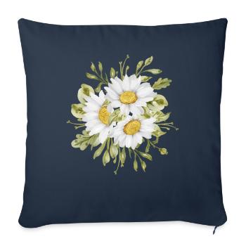 Marguerites Daisy Summer Daisies Jardin de fleurs - Housse de coussin décorative 45 x 45 cm - bleu marine - Devant