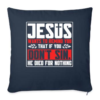 Jésus Bible Église religieuse chrétienne Don - Housse de coussin décorative 45 x 45 cm - bleu marine - Devant