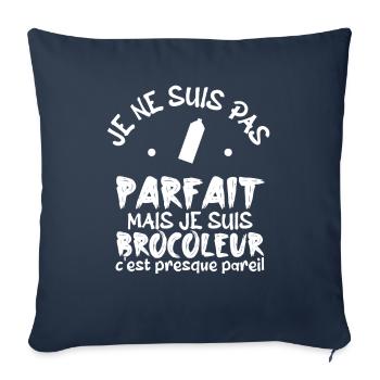 pas parfait mais je suis bricoleur ! - Housse de coussin décorative 45 x 45 cm - bleu marine - Devant