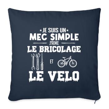 bricolage clé molette et velo mec simple - Housse de coussin décorative 45 x 45 cm - bleu marine - Devant