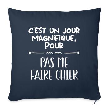 J'aime pas les gens !! - Housse de coussin décorative 45 x 45 cm - bleu marine - Devant