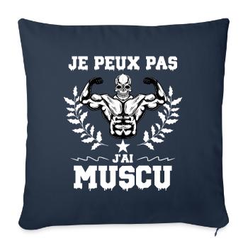 Je peux pas j'ai muscu - Housse de coussin décorative 45 x 45 cm - bleu marine - Devant