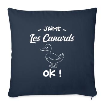 J’aime les canards ok ?! - Housse de coussin décorative 45 x 45 cm - bleu marine - Devant