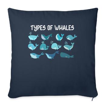 Types of Whales Whale Lovers Whales Species - Sofakissenbezug 45 x 45 cm - Navy - Vorne