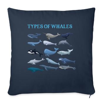 Types of Whales Whale Lovers Whales Species - Sofakissenbezug 45 x 45 cm - Navy - Vorne