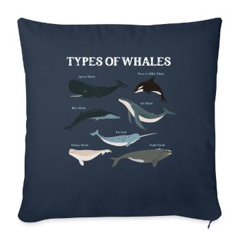 Types of Whales Whale Lovers Whales Species - Sofakissenbezug 45 x 45 cm - Navy - Vorne