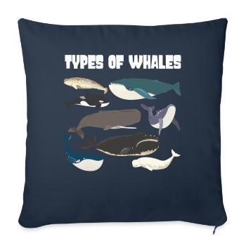 Types of Whales Whale Lovers Whales Species - Sofakissenbezug 45 x 45 cm - Navy - Vorne