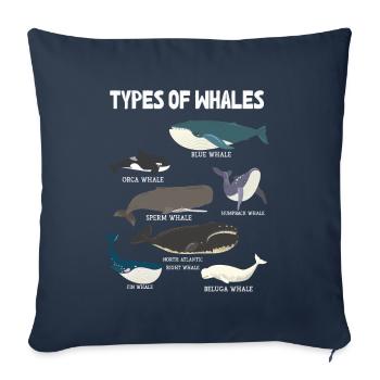 Types of Whales Whale Lovers Whales Species - Sofakissenbezug 45 x 45 cm - Navy - Vorne