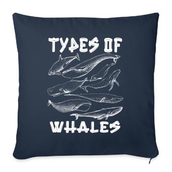 Types of Whales Whale Lovers Whales Species - Sofakissenbezug 45 x 45 cm - Navy - Vorne