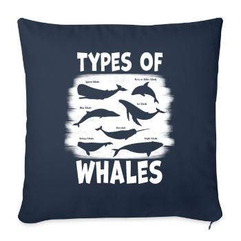 Types of Whales Whale Lovers Whales Species - Sofakissenbezug 45 x 45 cm - Navy - Vorne