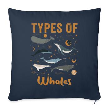 Types of Whales Whale Lovers Whales Species - Sofakissenbezug 45 x 45 cm - Navy - Vorne