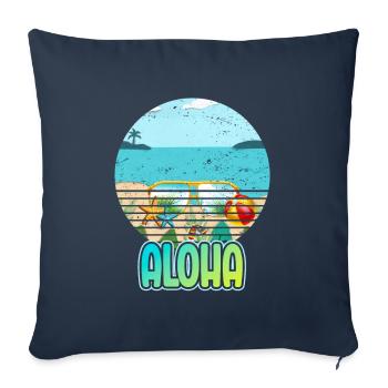 Plages d’Aloha Île tropicale d’été hawaïenne - Housse de coussin décorative 45 x 45 cm - bleu marine - Devant