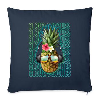 Plages d’Aloha Île tropicale d’été hawaïenne - Housse de coussin décorative 45 x 45 cm - bleu marine - Devant